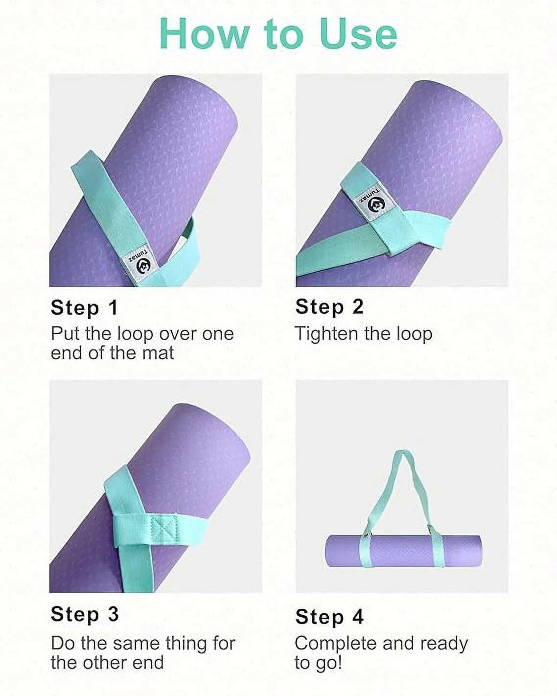 Yoga Mat Holder (Mat Not Incl.), Adjustable Yoga Mat Carrier, Turquoise.
