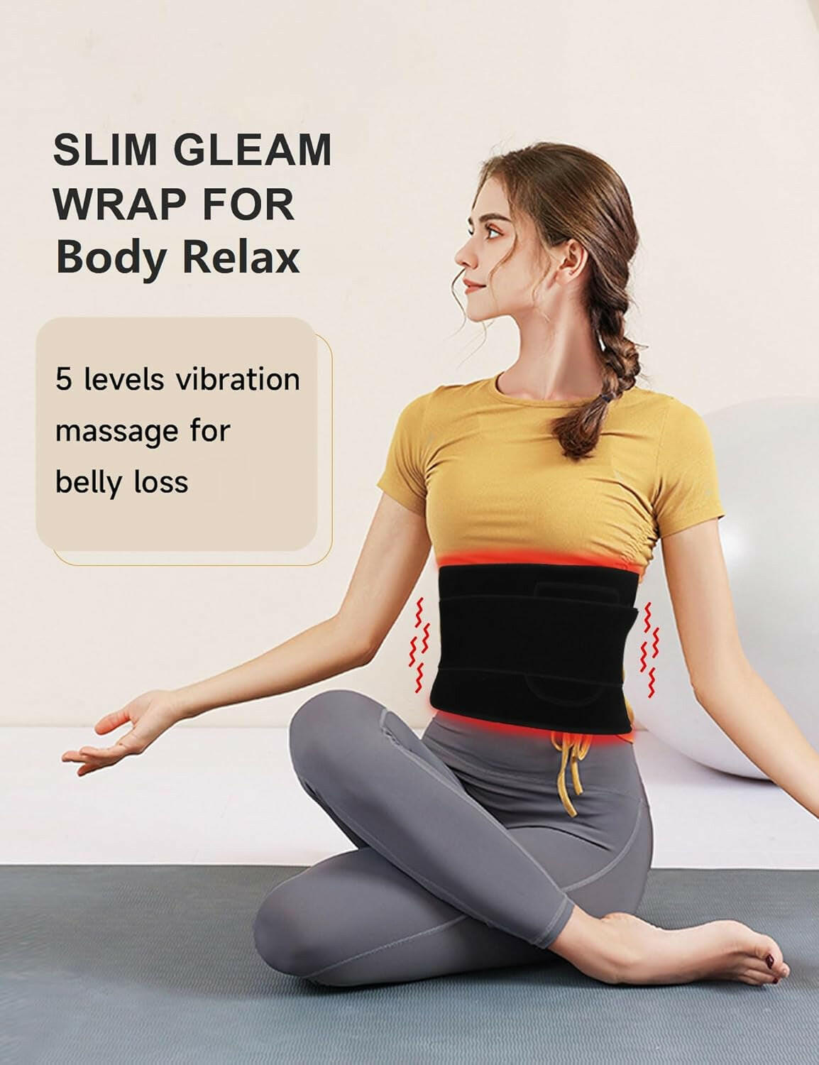 120 Leds Red Light Therapy Belt with 5 Levels Vibration Massage, Pulsed Controller Infrared Light Therapy Wrap for Body Waist Back Muscle Pain Relief, Improve Healing,Black.