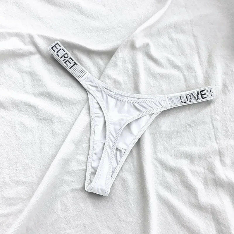 Shiny Rhinestone Thong Women Low Waist Panties Femme Sexy Underwear Ladies Briefs Lingere Panty Underware Lingerie Thongs T Pant.