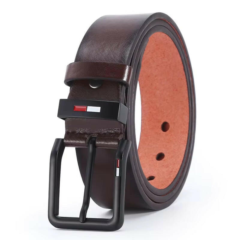 Men'S PU Leather Alloy Pin Square Buckle Belt Businessleisure Belts 2023 Fashion Black Coffee Brown Waistbelts for Men.