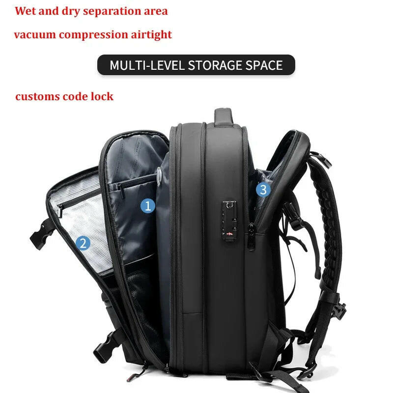 Travel Men 17 Inch Laptop Backpack Vacuum Compression Backpack Business Large Capacity School Backpack Expand Outdoor Backpack.