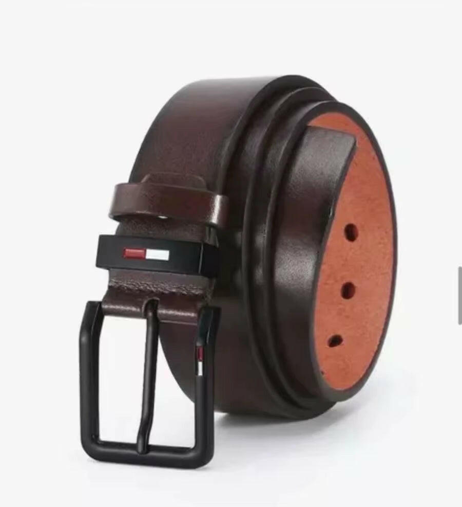 Men'S PU Leather Alloy Pin Square Buckle Belt Businessleisure Belts 2023 Fashion Black Coffee Brown Waistbelts for Men.