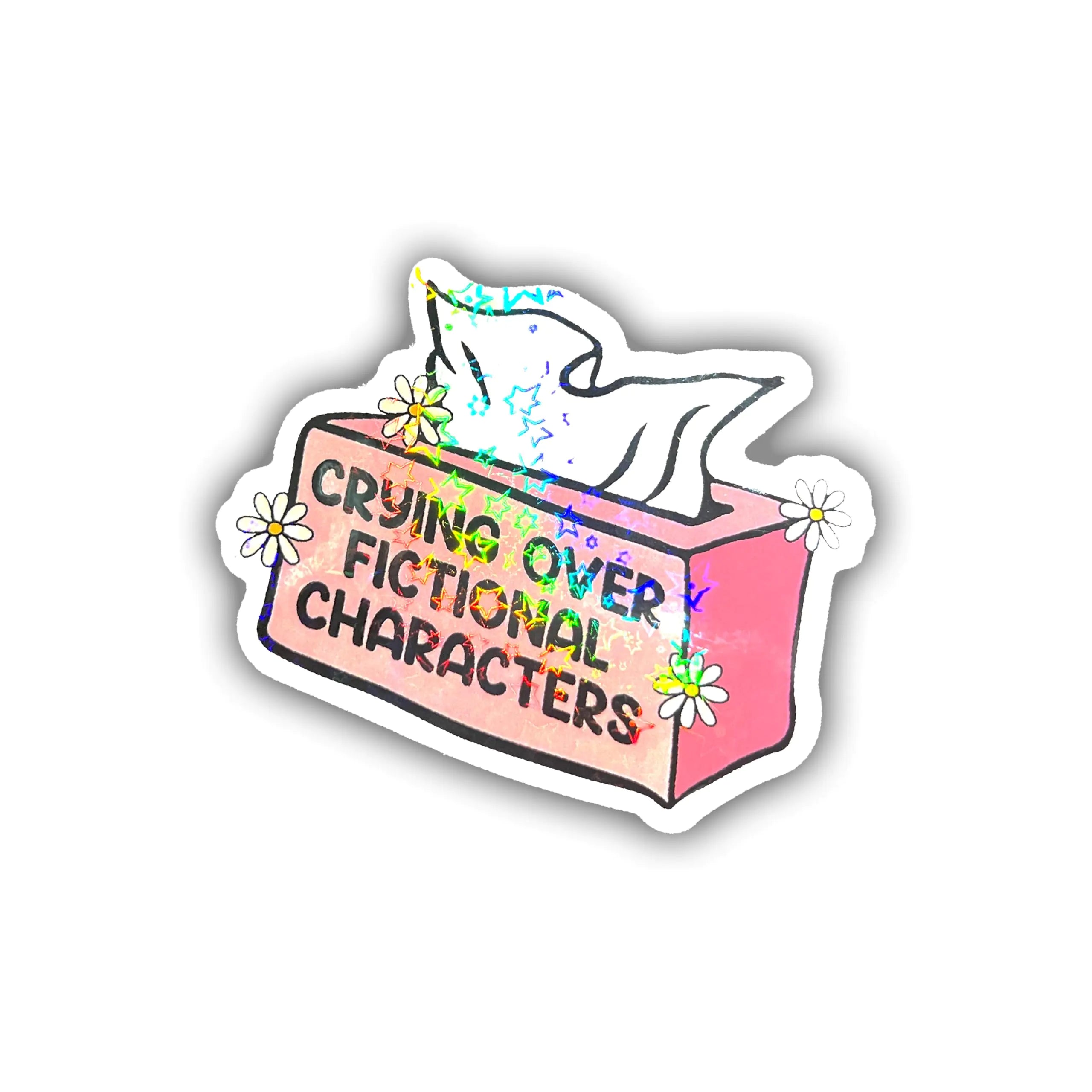 BELISMIA 3pcs Crying Over Fictional Characters Holographic Stickers Tissue Box Hologrpahic Vinyl Stickers Holographic Vinyl Water Assistant Sparkly Stickers for Laptop Phone Water Bottle Kindle