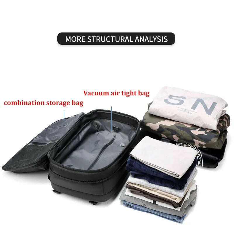Travel Men 17 Inch Laptop Backpack Vacuum Compression Backpack Business Large Capacity School Backpack Expand Outdoor Backpack.