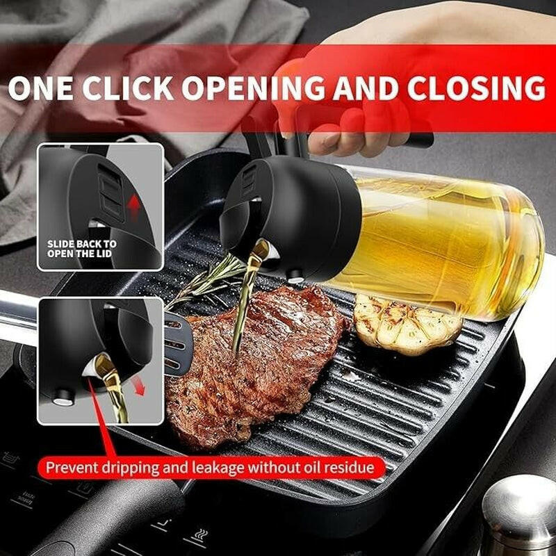 Oil Dispenser Bottle for Kitchen,2 in 1 Oil Dispenser and Oil Sprayer,450Ml Oliv.