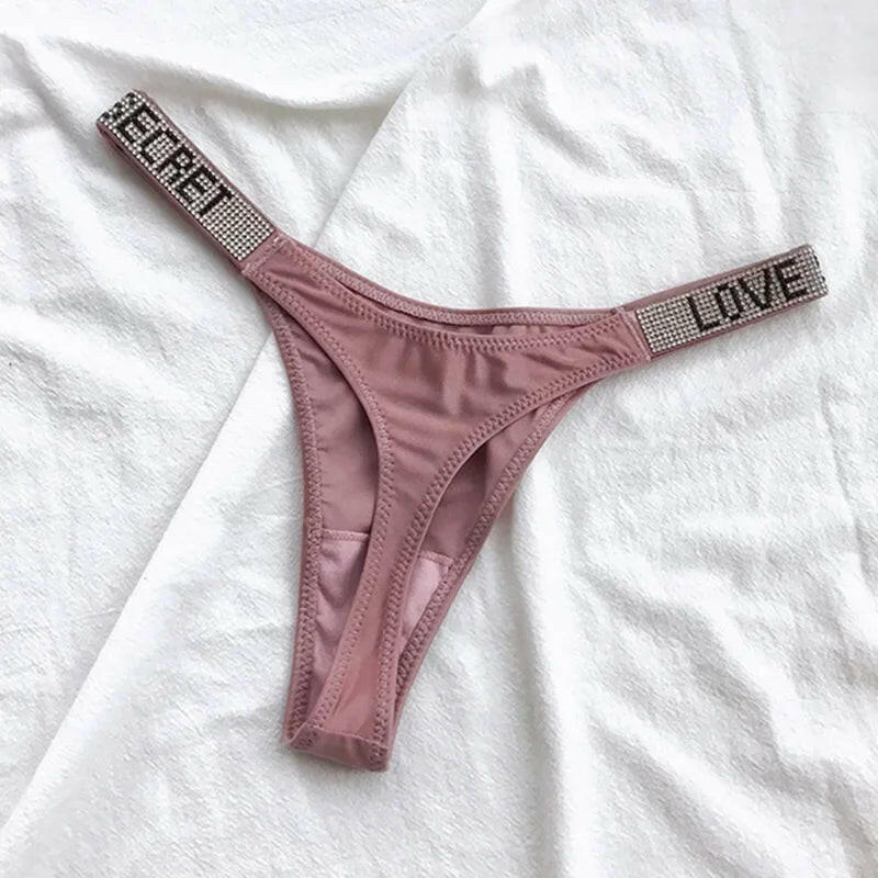 Shiny Rhinestone Thong Women Low Waist Panties Femme Sexy Underwear Ladies Briefs Lingere Panty Underware Lingerie Thongs T Pant.