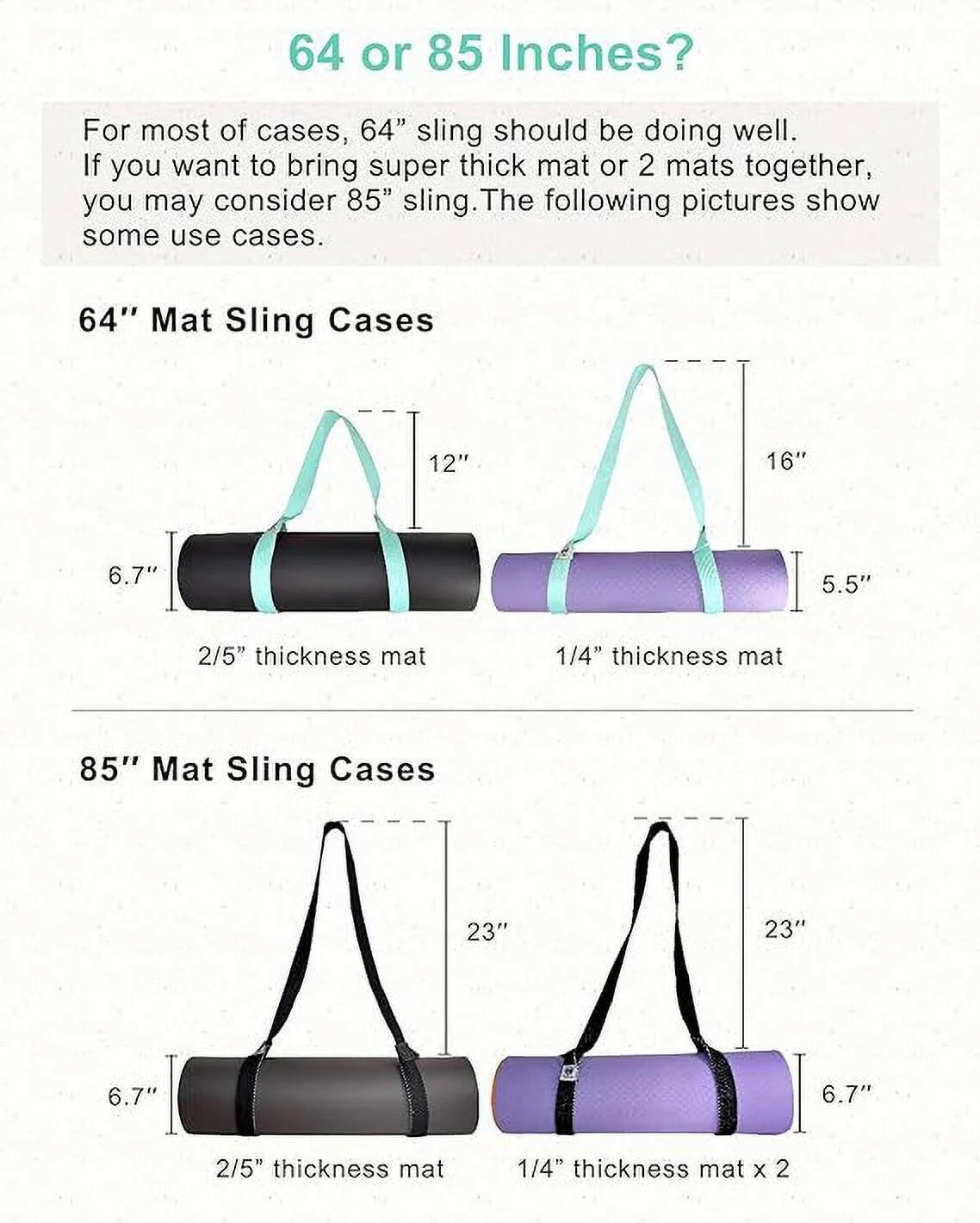 Yoga Mat Holder (Mat Not Incl.), Adjustable Yoga Mat Carrier, Turquoise.
