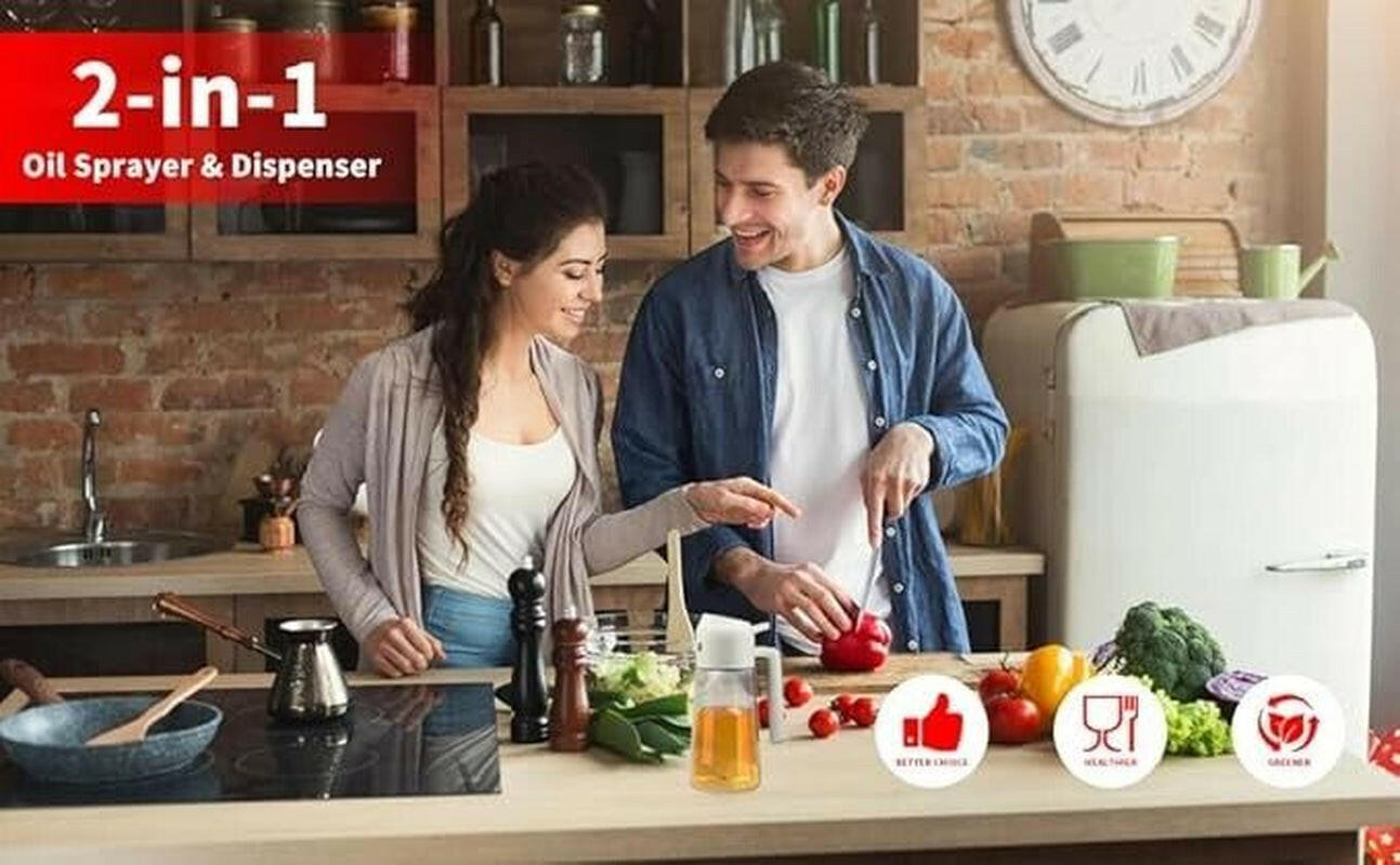 Oil Dispenser Bottle for Kitchen,2 in 1 Oil Dispenser and Oil Sprayer,450Ml Oliv.