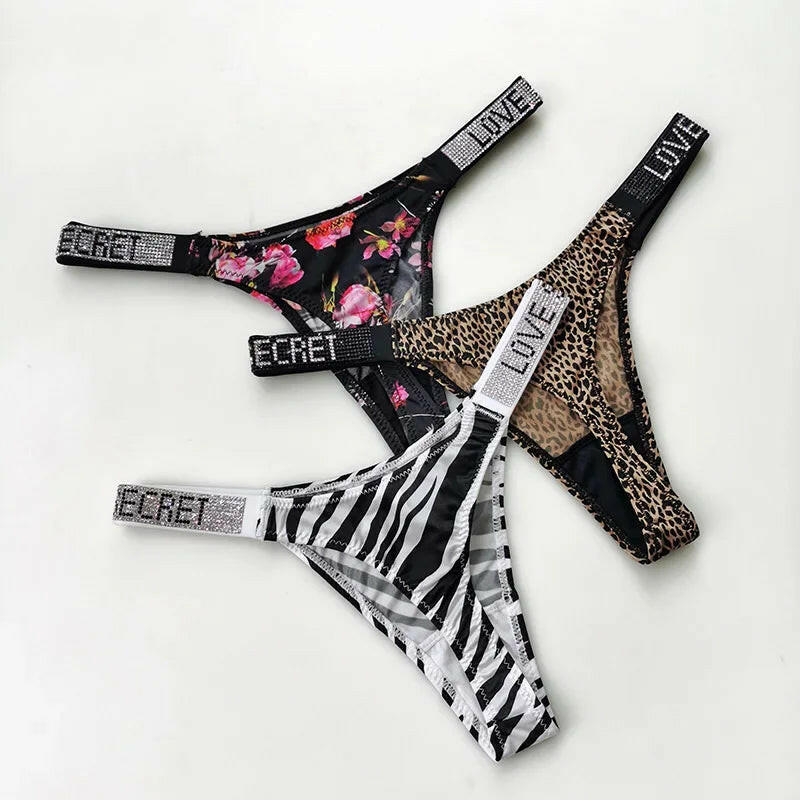 Shiny Rhinestone Thong Women Low Waist Panties Femme Sexy Underwear Ladies Briefs Lingere Panty Underware Lingerie Thongs T Pant.