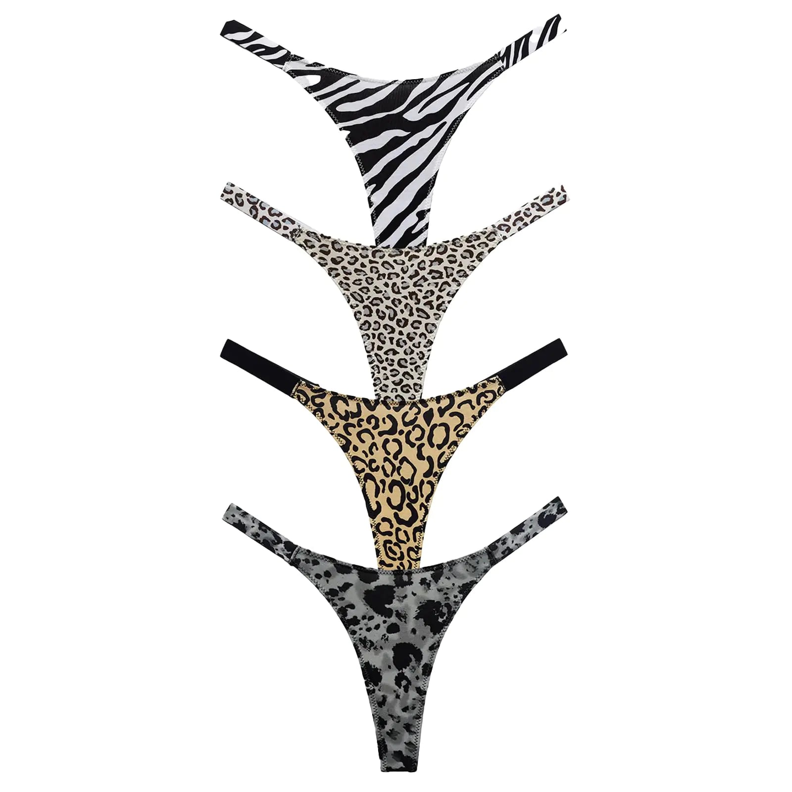 Meshal Sexy G-string Thongs for Women Cotton Panties T Back Underpants 5Pack Hipster Large