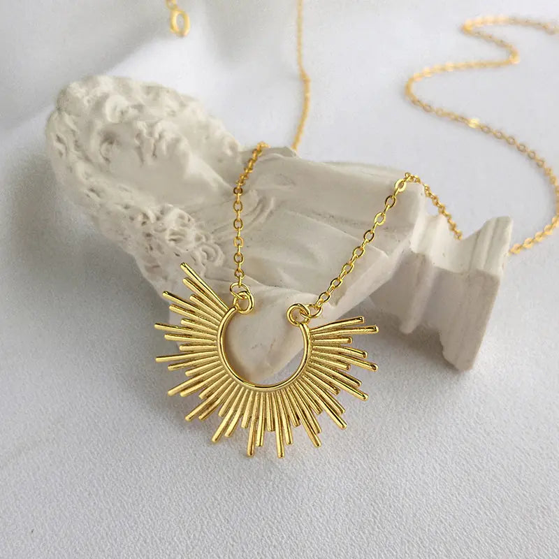 S925 Sterling Silver Sun Pendant Necklace