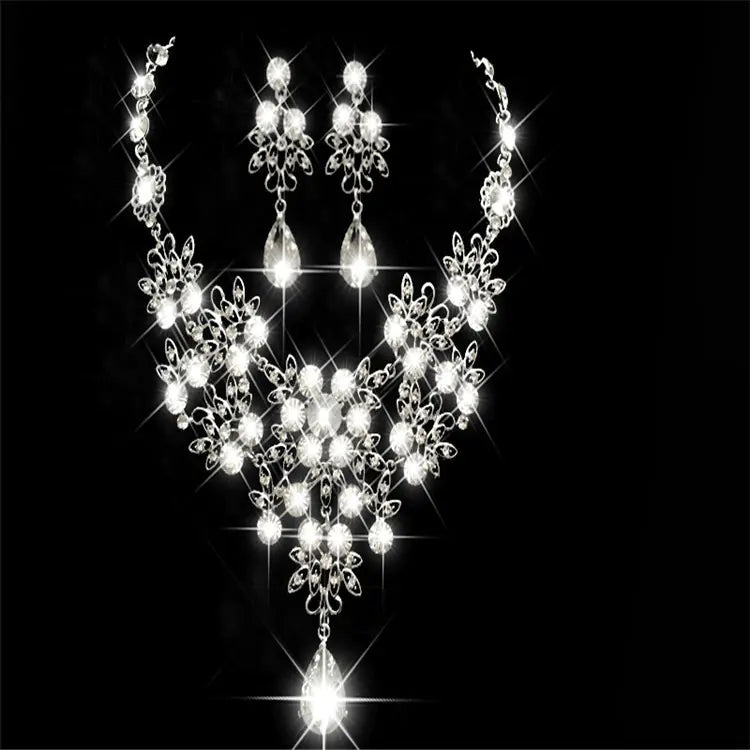 Bridal Jewelry Set with Necklace and Earrings, Hair Accessory