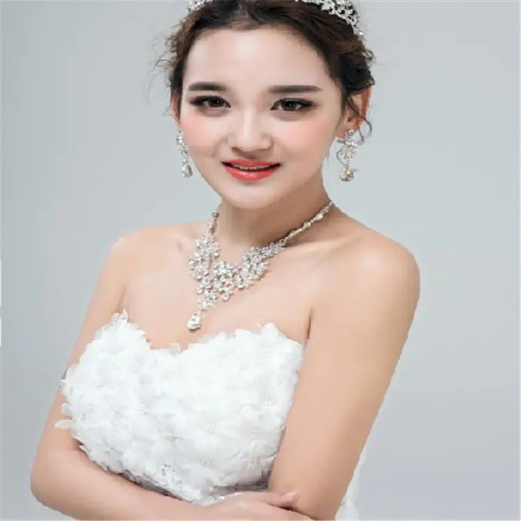 Bridal Jewelry Set with Necklace and Earrings, Hair Accessory