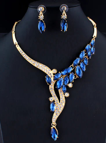 Bridal Jewelry Set with Leaf Necklace and Earrings