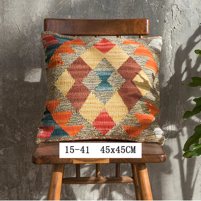 Handmade Bohemian Retro Wool Pillow from Pakistan
