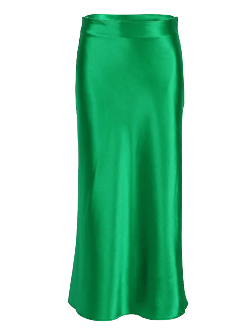 Elegant Satin Mid-Length Skirt/ High-Waist A-Line Skirt