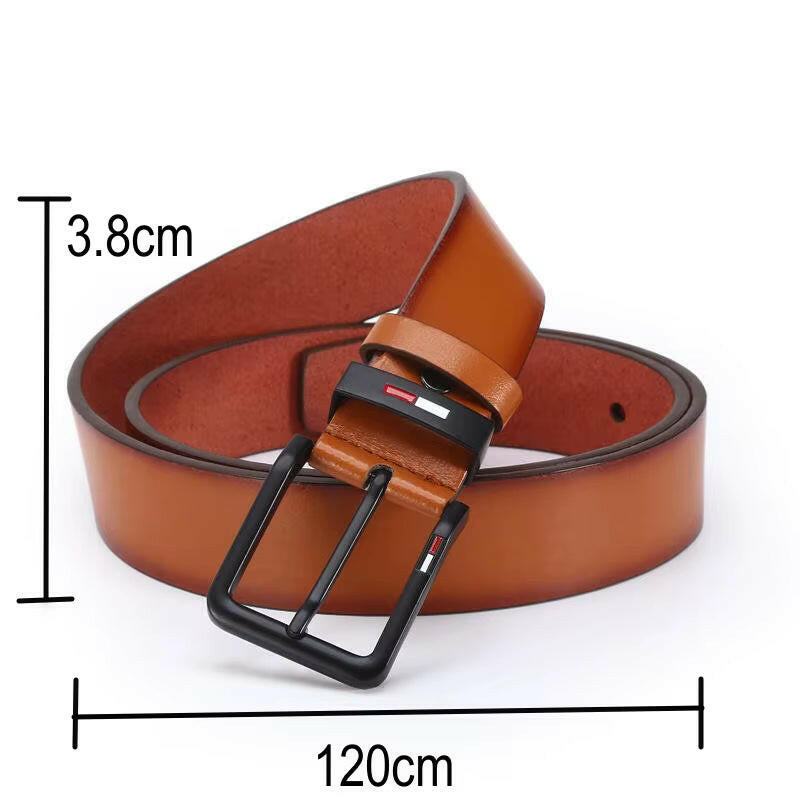 Men'S PU Leather Alloy Pin Square Buckle Belt Businessleisure Belts 2023 Fashion Black Coffee Brown Waistbelts for Men.