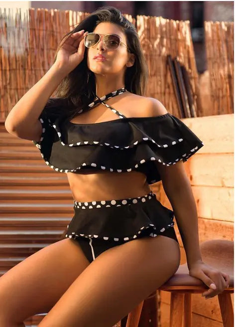 Plus Size Color Block Bikini Swimwear Set
