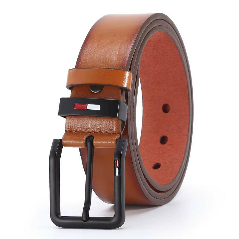 Men'S PU Leather Alloy Pin Square Buckle Belt Businessleisure Belts 2023 Fashion Black Coffee Brown Waistbelts for Men.