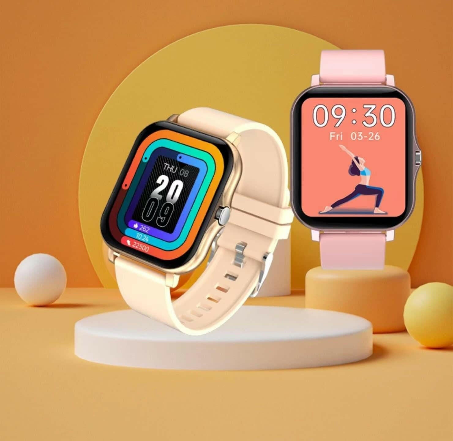 Smart Fitness Tracker Watch for Android/Ios - IP68, Heart Rate/Blood Oxygen/Sleep Monitoring, 8 Sports Modes, Breath Training, Weather Updates - 1.69-Inch Display for Men and Women (Rose Gold).