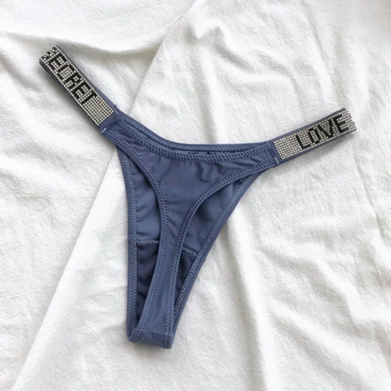 Shiny Rhinestone Thong Women Low Waist Panties Femme Sexy Underwear Ladies Briefs Lingere Panty Underware Lingerie Thongs T Pant.