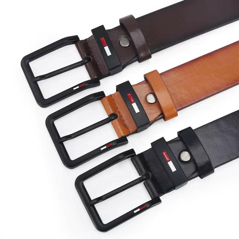 Men'S PU Leather Alloy Pin Square Buckle Belt Businessleisure Belts 2023 Fashion Black Coffee Brown Waistbelts for Men.
