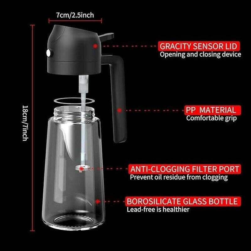Oil Dispenser Bottle for Kitchen,2 in 1 Oil Dispenser and Oil Sprayer,450Ml Oliv.
