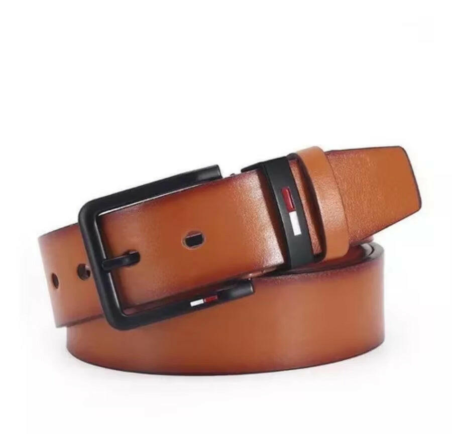 Men'S PU Leather Alloy Pin Square Buckle Belt Businessleisure Belts 2023 Fashion Black Coffee Brown Waistbelts for Men.