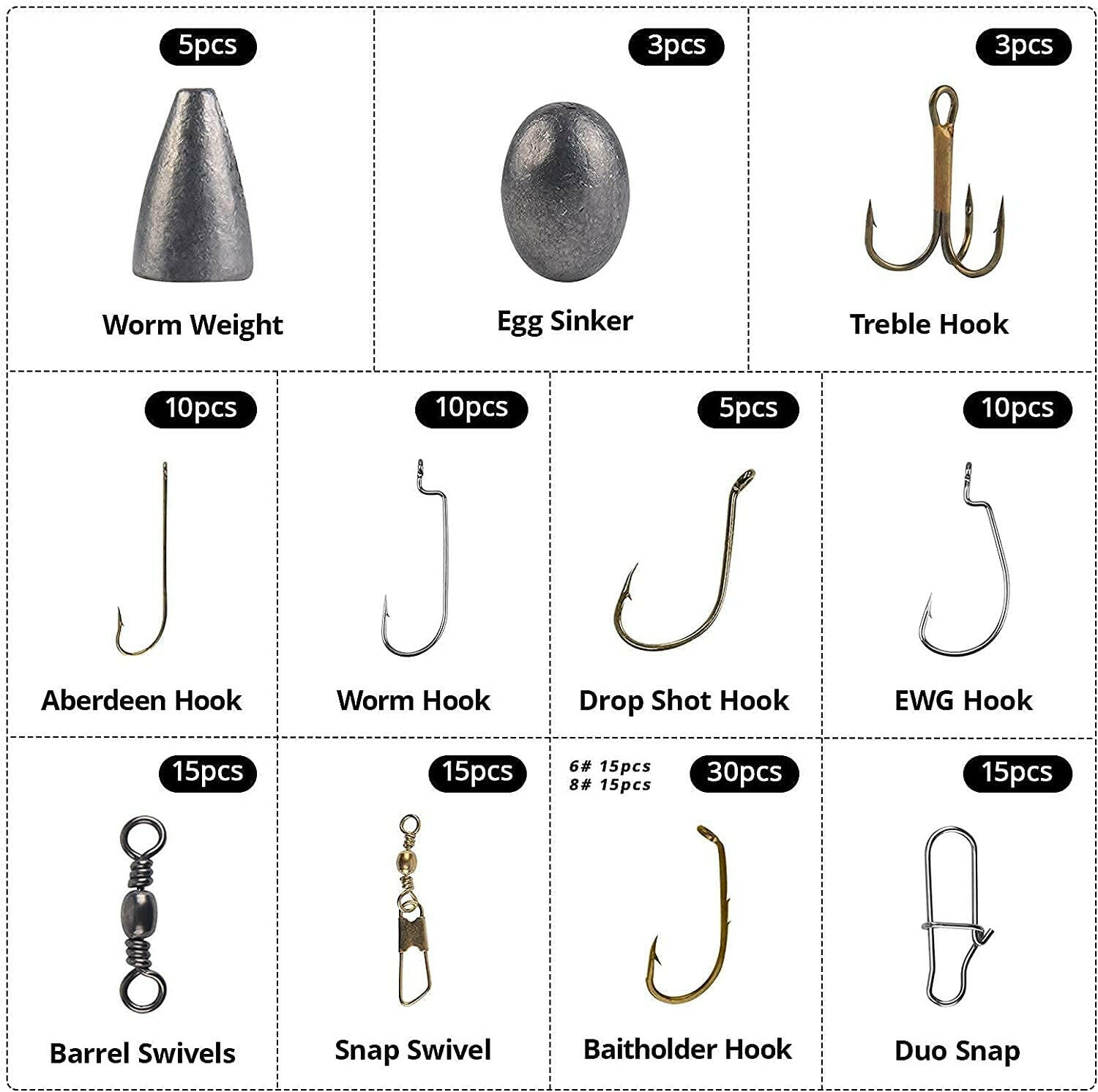 Saltwater Terminal Tackle Kit - 196Pcs, Fishing Hooks, Jig Hooks, Floats & Sinkers.