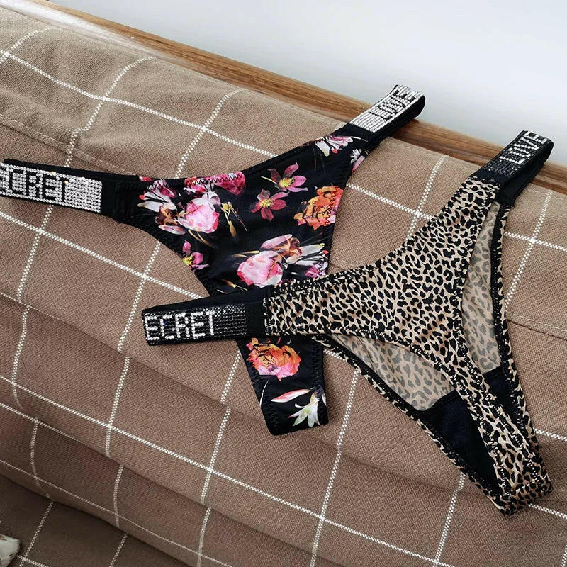 Shiny Rhinestone Thong Women Low Waist Panties Femme Sexy Underwear Ladies Briefs Lingere Panty Underware Lingerie Thongs T Pant.