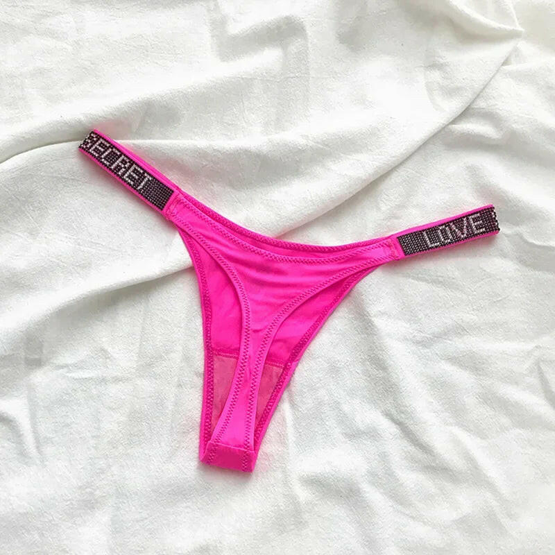 Shiny Rhinestone Thong Women Low Waist Panties Femme Sexy Underwear Ladies Briefs Lingere Panty Underware Lingerie Thongs T Pant.