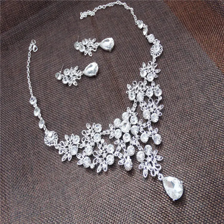 Bridal Jewelry Set with Necklace and Earrings, Hair Accessory