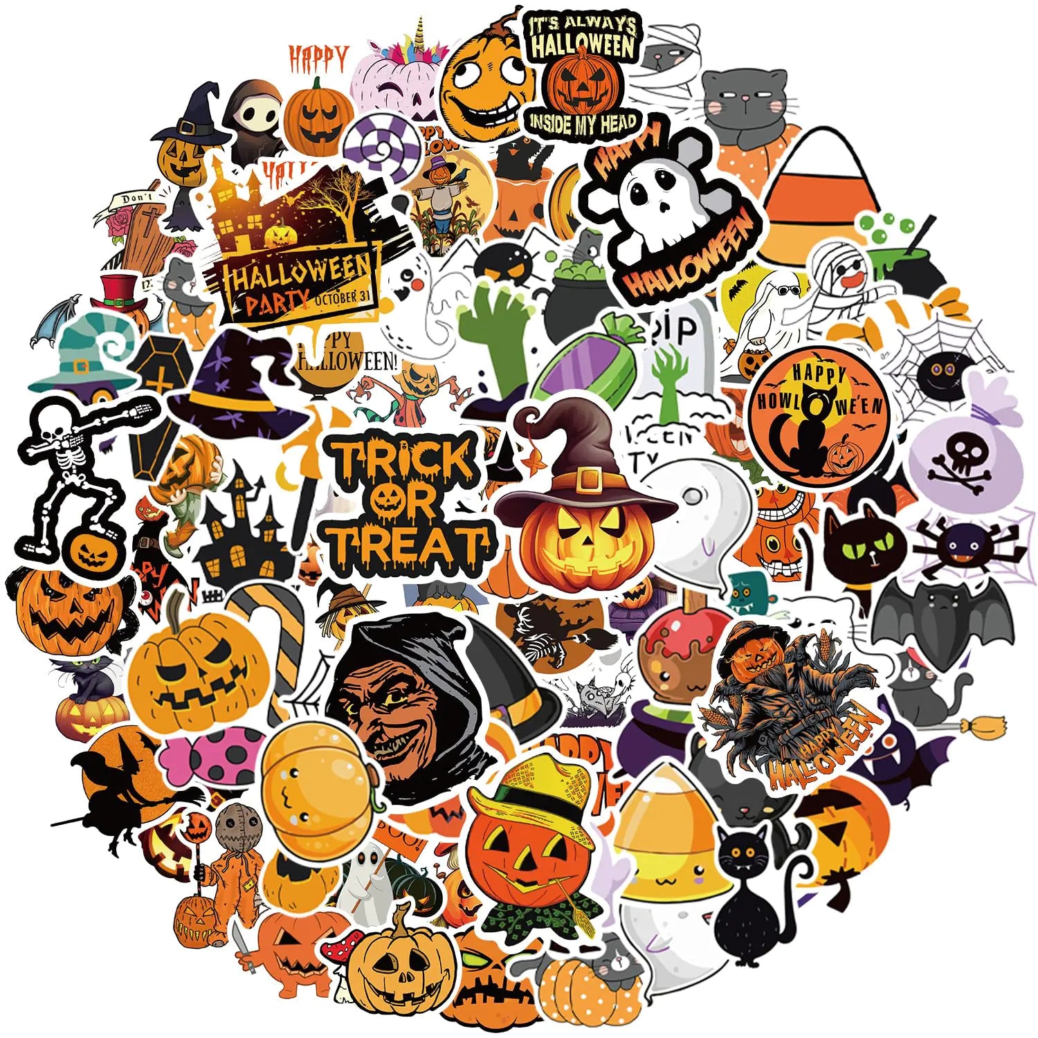 winthrop 100 Pcs Halloween Stickers Waterproof Bulk Vinyl Laptop Stickers Halloween Party Favors Best Choice for Halloween Party Decoration & Halloween Classroom Crafts