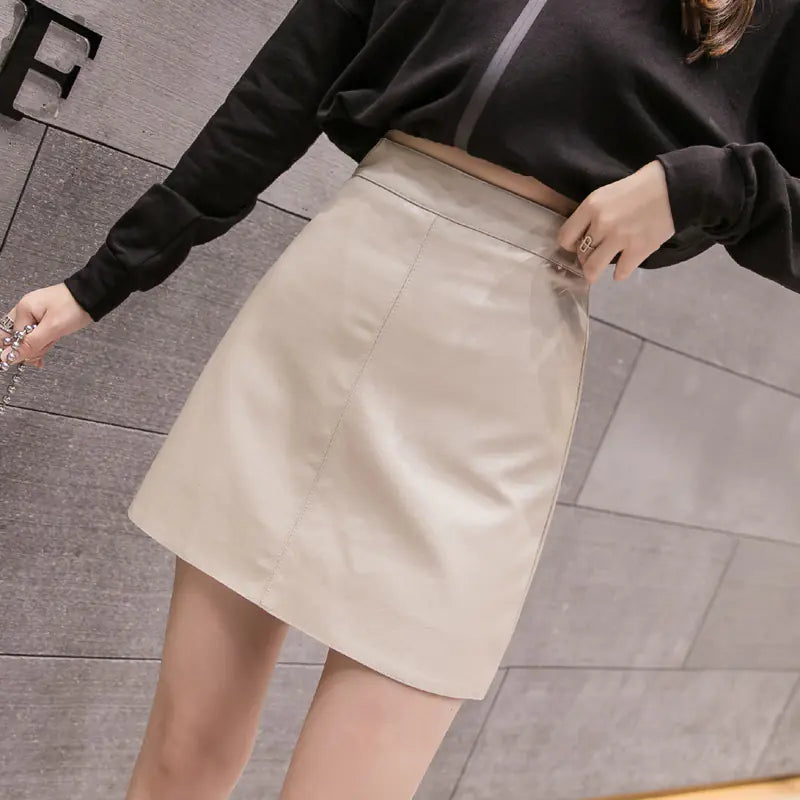 2024 Women's High Waist Chic PU A-Line Skirt