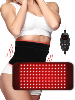 120 Leds Red Light Therapy Belt with 5 Levels Vibration Massage, Pulsed Controller Infrared Light Therapy Wrap for Body Waist Back Muscle Pain Relief, Improve Healing,Black