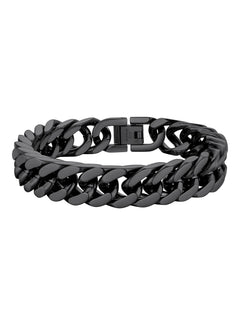 12Mm Cuban Chains Bracelets for Men Black Chunky Stainless Steel Franco Link Bracelet Father'S Day Hand Bracelet Jewelry Birthday Teen Graduation Gifts 7.5 Inch