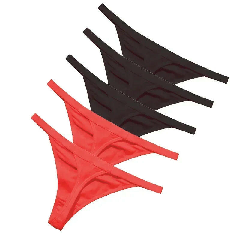 5 Pcs/Lot Sexy Women Cotton G String Thongs Low Waist Seamless Female Underpants Solid Color High Elasticity Underwear Lingere.