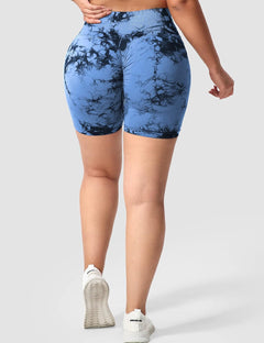 Women Workout Scrunch Shorts 5" Seamless High Waisted Booty Gym Shorts Tie Dye Butt Lifting Biker Gym Shorts