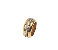 Rotatable Titanium Steel Ring with Zircon Circle Square
