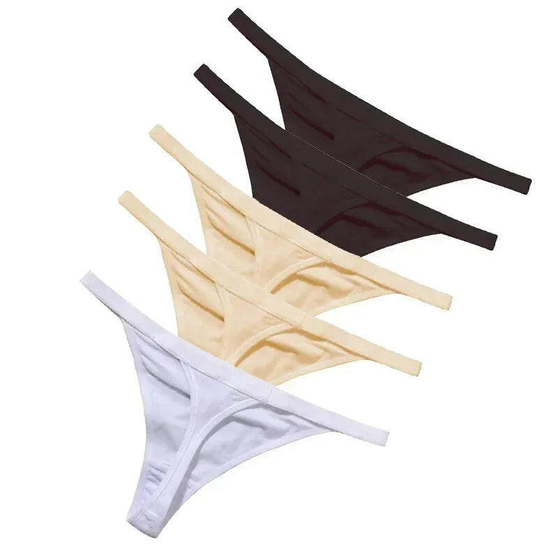 5 Pcs/Lot Sexy Women Cotton G String Thongs Low Waist Seamless Female Underpants Solid Color High Elasticity Underwear Lingere.