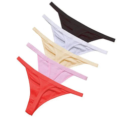 5 Pcs/Lot Sexy Women Cotton G String Thongs Low Waist Seamless Female Underpants Solid Color High Elasticity Underwear Lingere