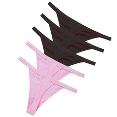 5 Pcs/Lot Sexy Women Cotton G String Thongs Low Waist Seamless Female Underpants Solid Color High Elasticity Underwear Lingere
