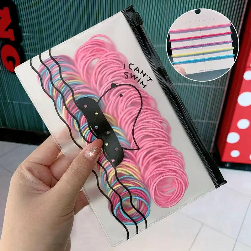 100Pcs/Set Girls Elastic Hair Bands Girls Hair Accessories 2.5Cm Colorful Rubber Band Children Ponytail Holder Kids Hair Ties.