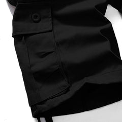 Men'S Shorts Summer Men Cotton Loose Shorts Casual Cargo Shorts Outdoors Pocket Beach Short Pants Black.