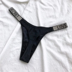 Shiny Rhinestone Thong Women Low Waist Panties Femme Sexy Underwear Ladies Briefs Lingere Panty Underware Lingerie Thongs T Pant