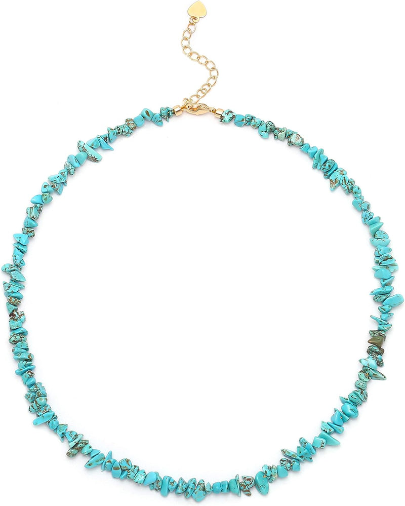 Gemstone Beaded Choker Necklace for Women Boho Turquoise/Cultured Freshwater Pearls/Garnet/Amazonite Jewelry.