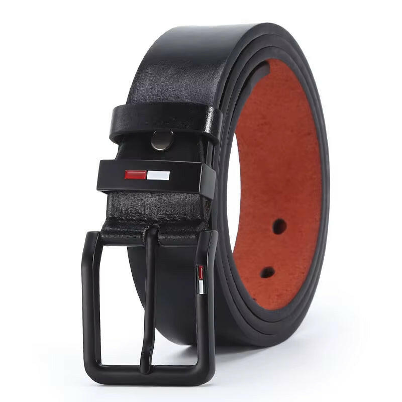 Men'S PU Leather Alloy Pin Square Buckle Belt Businessleisure Belts 2023 Fashion Black Coffee Brown Waistbelts for Men.