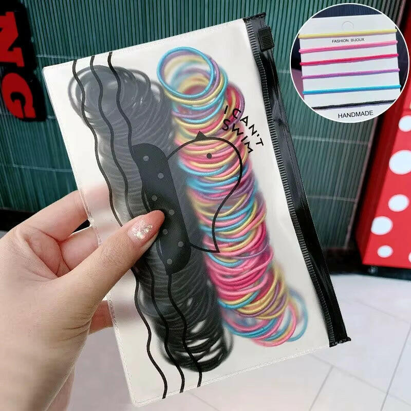100Pcs/Set Girls Elastic Hair Bands Girls Hair Accessories 2.5Cm Colorful Rubber Band Children Ponytail Holder Kids Hair Ties.