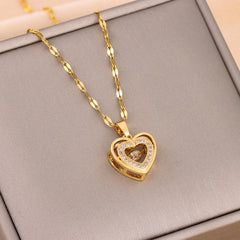 Fashionable Titanium Steel Heart-Shaped Necklace.