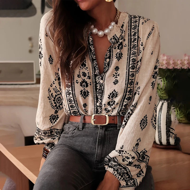 Elegant Printed Shirts for Women - Flowy Bohemian Shirts.